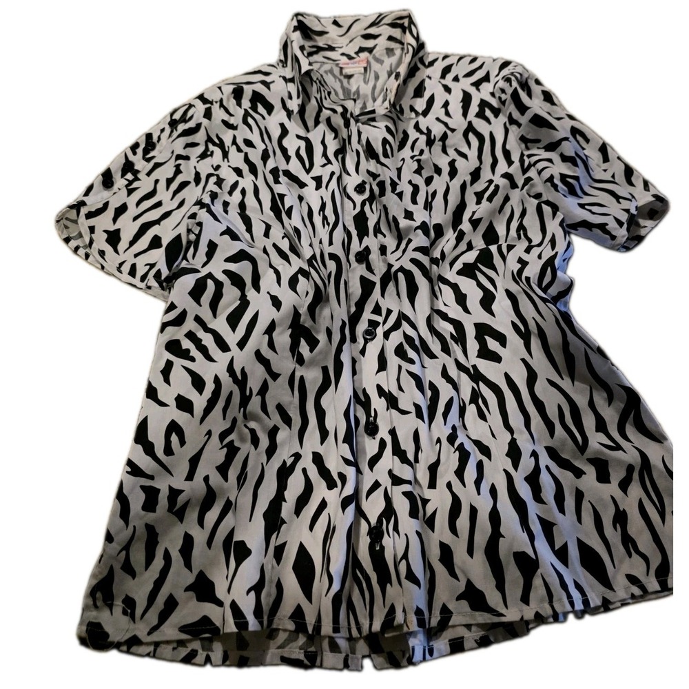 Abstract Animal Print Button-Up Shirt.Button Front. Collared.VTG Inspired.